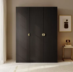 Armoire 3 portes avec deux tringles 150 cm FRAME noir