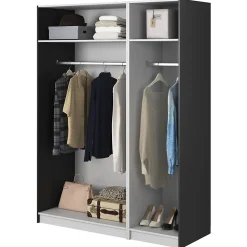 Armoire 3 portes avec deux tringles 150 cm FRAME noir