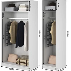 Armoire 3 portes avec deux tringles 150 cm FRAME noir