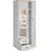 Armoire 2 portes avec miroir TOM Dimensions H185 x L80 x P52 cm Coloris blanc Style design