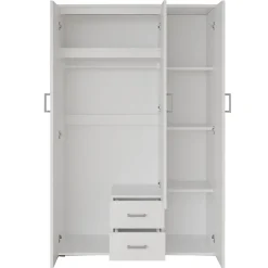 Armoire 3 portes avec miroir TOM Dimensions H185 x L120 x P52 cm Coloris blanc Style design