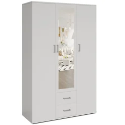 Armoire 3 portes avec miroir TOM Dimensions H185 x L120 x P52 cm Coloris blanc Style design