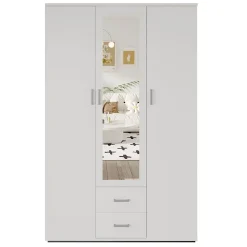 Armoire 3 portes avec miroir TOM Dimensions H185 x L120 x P52 cm Coloris blanc Style design