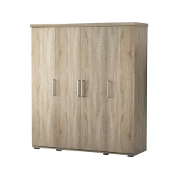 Armoire 4 portes avec penderie TOM Chene sonoma
