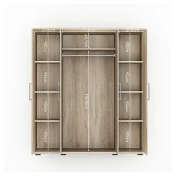 Armoire 4 portes avec penderie TOM Chene sonoma