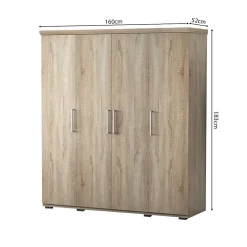 Armoire 4 portes avec penderie TOM Chene sonoma