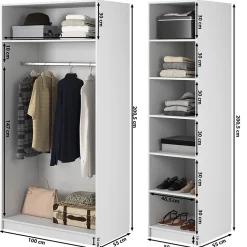 Armoire 3 portes avec tringle et étagères 150 cm FRAME noir