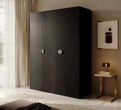 Armoire 3 portes avec tringle et étagères 150 cm FRAME noir