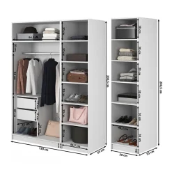 Armoire 4 portes avec tringle et tiroirs 200 cm FRAME grege