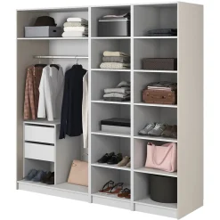 Armoire 4 portes avec tringle et tiroirs 200 cm FRAME grege