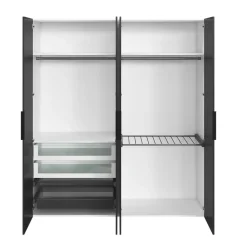 Armoire 3 portes battantes noires, blanc GoodHome Atomia Noveleties H. 225 x L. 200 x P. 58 cm