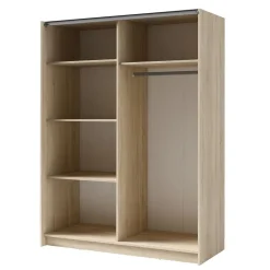 Armoire 2 portes coulissantes - Collection GOZU - Coloris chene sonoma - 180 x 198 x 62 cm