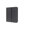Armoire 2 portes coulissantes - Collection GOZU - Coloris gris graphite - 180 x 198 x 62 cm