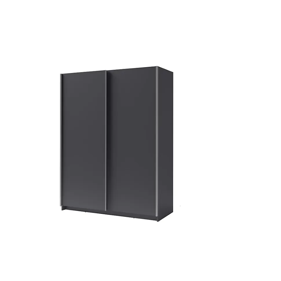 Armoire 2 portes coulissantes - Collection GOZU - Coloris gris graphite - 180 x 198 x 62 cm
