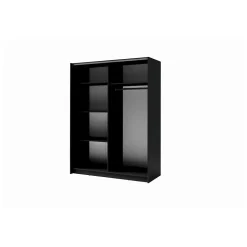 Armoire 2 portes coulissantes - Collection GOZU - Coloris gris graphite - 180 x 198 x 62 cm