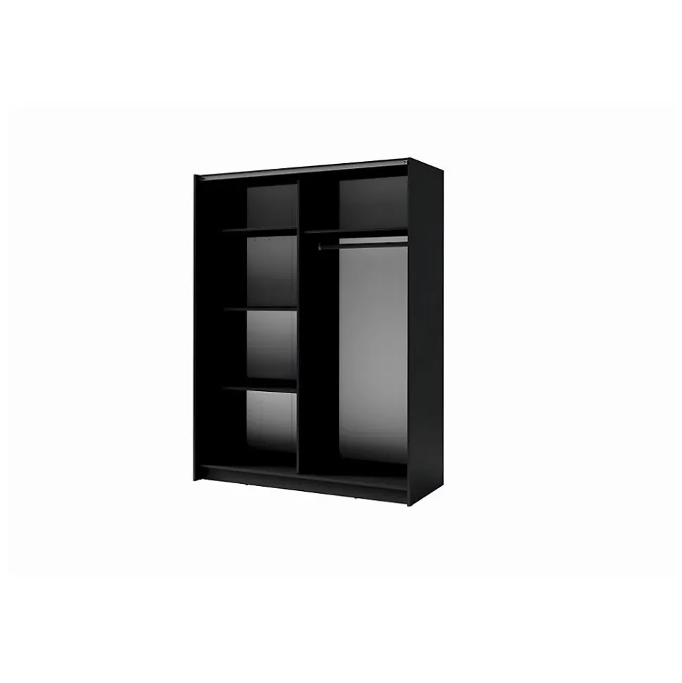 Armoire 2 portes coulissantes - Collection GOZU - Coloris gris graphite - 180 x 198 x 62 cm