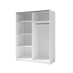 Armoire 2 portes coulissantes avec miroir 200 cm - blanc et chene - Collection STRANO