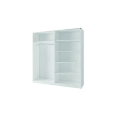 Armoire 2 portes coulissantes avec miroir - 150 cm- blanc alpin mat - collection ARSALA