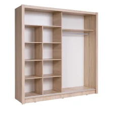 Armoire 2 portes coulissantes avec miroir oblique 205 cm - chene sonoma - Collection BAHIA