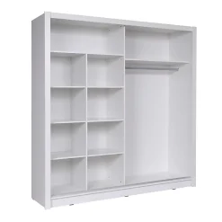 Armoire 2 portes coulissantes avec miroir 205 cm - blanc - Collection BAHIA