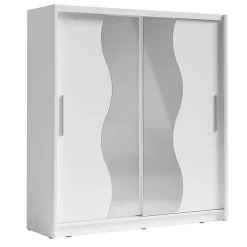 Armoire 2 portes coulissantes avec miroir 205 cm - blanc - Collection BAHIA