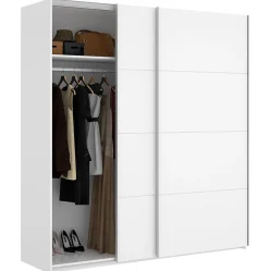 Armoire à portes coulissantes coloris blanc brillant - Longueur 180 x Profondeur 65 x Hauteur 204 cm
