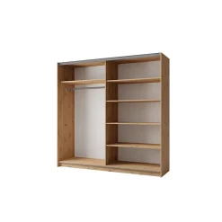 Armoire 2 portes coulissantes avec miroir - coloris chene - 200x207x62 cm - collection ARSALA