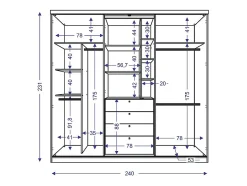 Armoire 2 portes coulissantes - Miroir et tiroirs - L240cm - Coloris : Naturel et ivoire - BODIL II