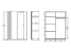 Armoire 2 portes coulissantes - Avec miroir - L150 cm - Noir et naturel - CALELA