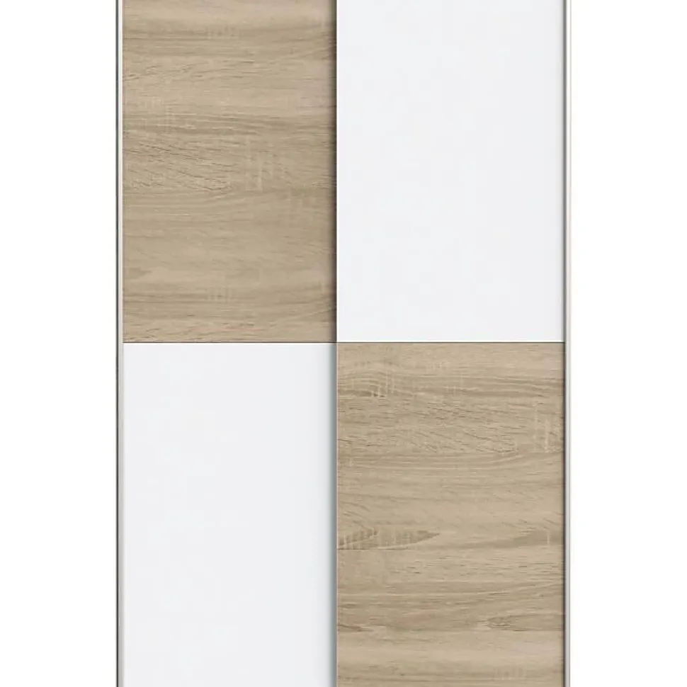 Armoire 2 portes coulissantes OZZULA blanc et chene clair L120 P41,6 H190,5 cm
