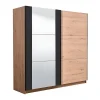 Armoire 2 portes coulissantes PHILADELPHIE - Avec Miroir - L.217cm - Coloris : chêne et noir