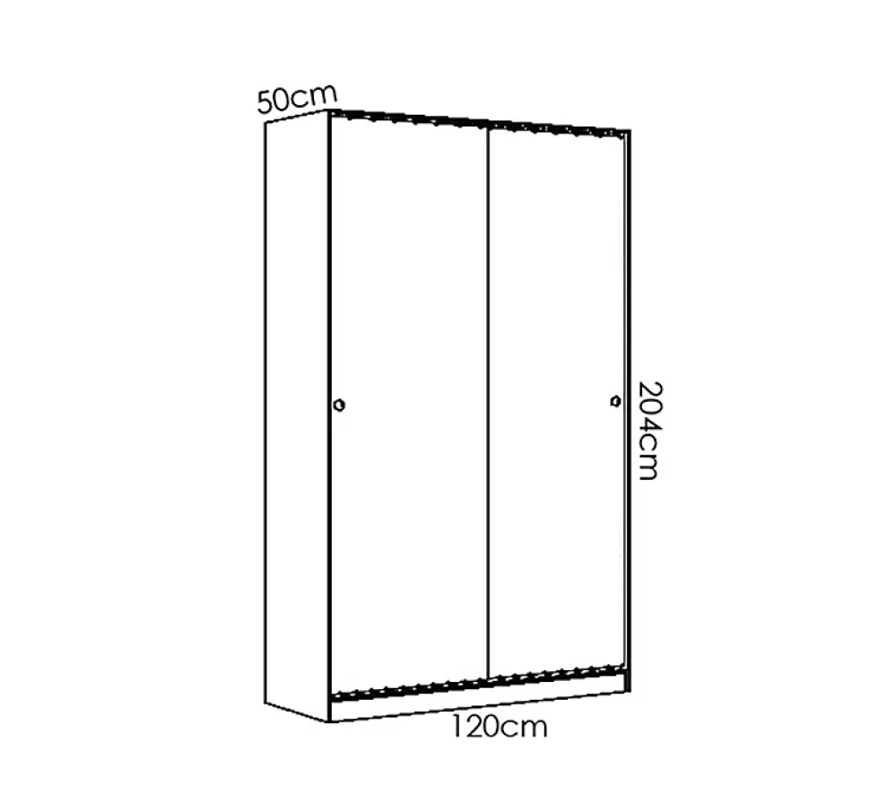 Armoire à portes coulissantes coloris naturel - Longueur 120 x Profondeur 50 x Hauteur 204 cm