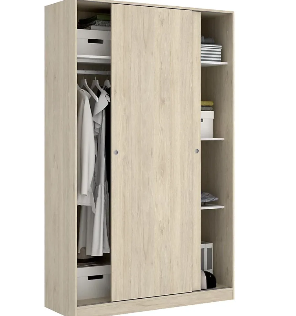 Armoire à portes coulissantes coloris naturel - Longueur 120 x Profondeur 50 x Hauteur 204 cm