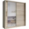 Armoire 2 portes coulissantes avec miroir 155 cm - chene clair - Collection OZZULA
