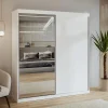 Armoire 2 portes coulissantes - Avec miroir - L200 cm - Blanc - OCHIRA