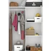 Armoire à portes coulissantes coloris blanc brillant - Longueur 120 x Profondeur 50 x Hauteur 204 cm