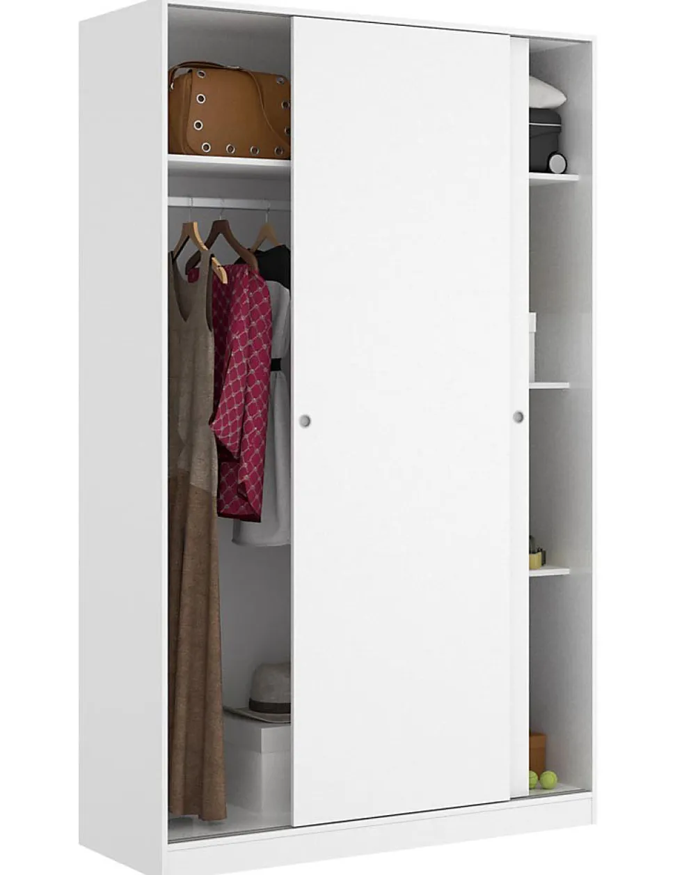 Armoire à portes coulissantes coloris blanc brillant - Longueur 120 x Profondeur 50 x Hauteur 204 cm