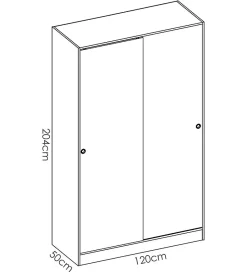 Armoire à portes coulissantes coloris blanc brillant - Longueur 120 x Profondeur 50 x Hauteur 204 cm