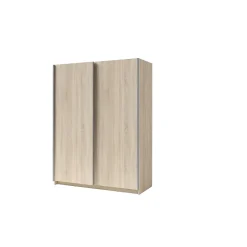 Armoire 2 portes coulissantes - Collection GOZU - Coloris chene sonoma - 150 x 198 x 62 cm