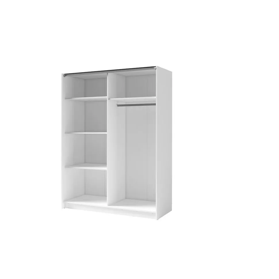 Armoire 2 portes coulissantes - Collection GOZU - Coloris blanc - 180 x 198 x 62 cm
