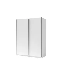 Armoire 2 portes coulissantes - Collection GOZU - Coloris blanc - 180 x 198 x 62 cm