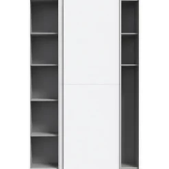 Armoire 2 portes coulissantes L120 P41,6 H190,5 cm blanc mat panneaux de particules Ozzula