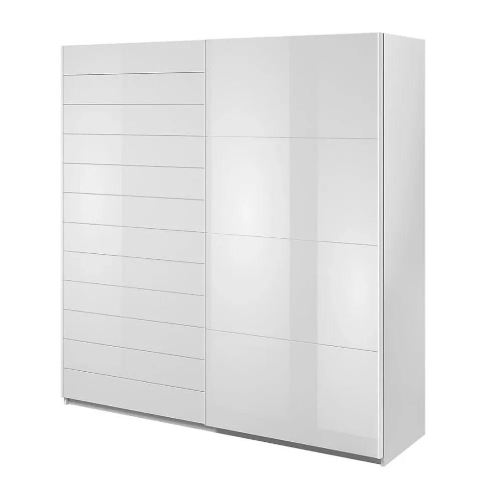 Armoire 2 portes coulissantes 200cm Coloris blanc avec miroir. Collection FLOYD