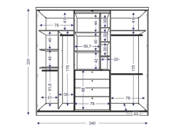Armoire 2 portes coulissantes - Miroir et tiroirs - L240cm - Coloris : Blanc - BODIL