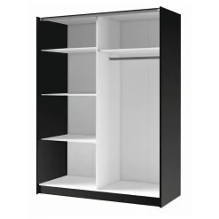 Armoire 2 portes coulissantes 200 cm - noir et chene - Collection VARIA