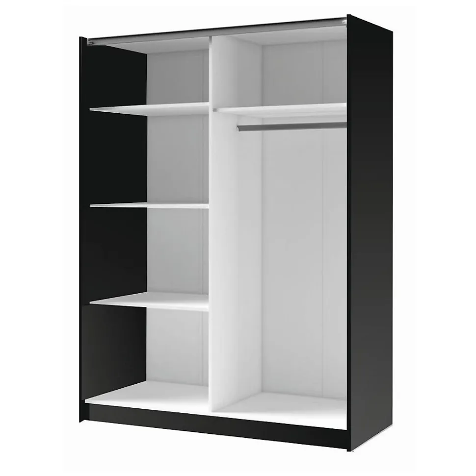 Armoire 2 portes coulissantes 200 cm - noir et chene - Collection VARIA