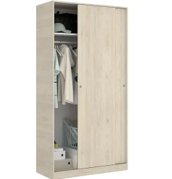 Armoire à portes coulissantes coloris naturel - Longueur 100 x Profondeur 50 x Hauteur 204 cm