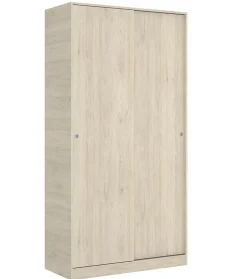 Armoire à portes coulissantes coloris naturel - Longueur 100 x Profondeur 50 x Hauteur 204 cm