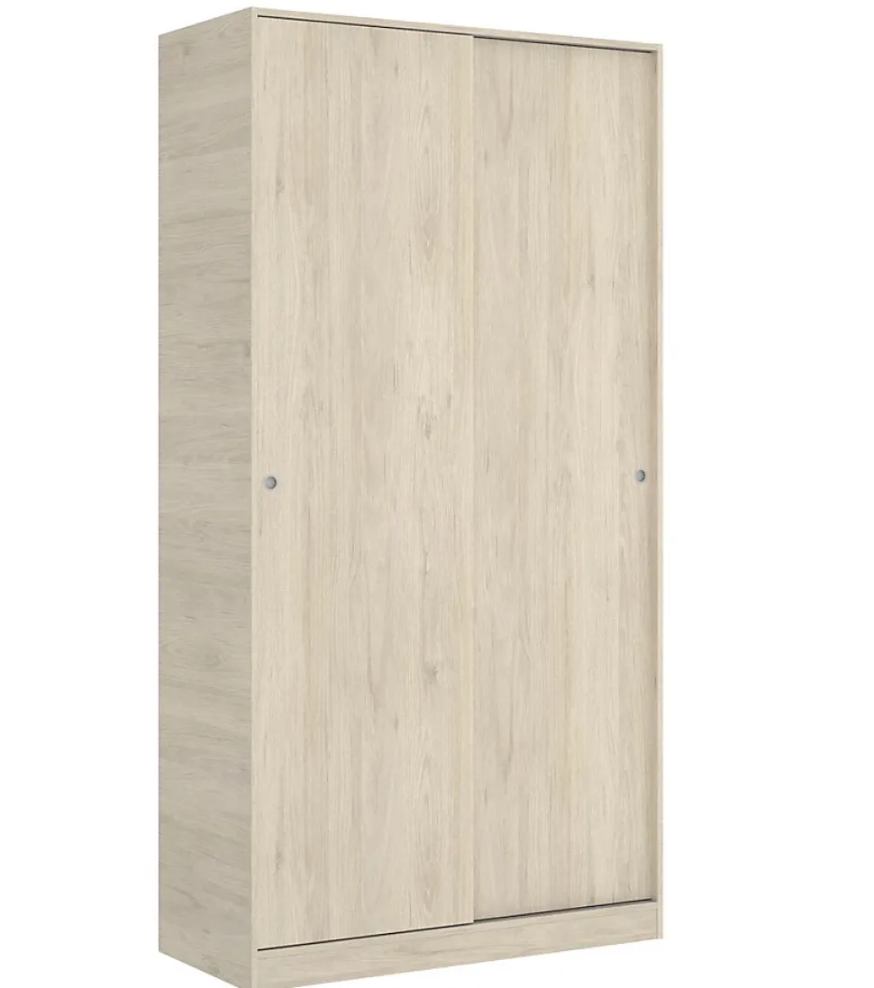 Armoire à portes coulissantes coloris naturel - Longueur 100 x Profondeur 50 x Hauteur 204 cm