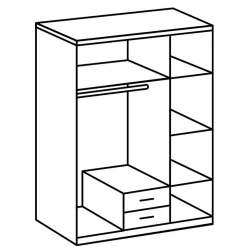 Armoire 2 portes décor chêne 1 porte miroir et 2 tiroirs - H198 cm